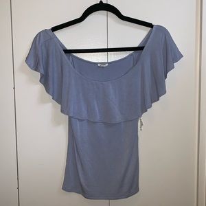 GARAGE - sky blue OFF THE SHOULDER TOP